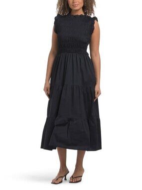 BELLAMBRA Made In Italy Ruffle Sleeveless Smock Top Tiered Maxi Dress